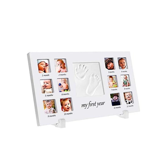 Wooden Photo Frame & Baby Handprint & Footprint Kit: A Cherished Keepsake for Newborn Boys & Girls with Picture Frame (MFY_White)