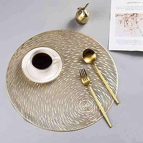 Polyester Round Shape Table Mat/Table Mat Round/Round PVC Table Mats/Cutwork Design Dining Table Mats/Dressing Table Mats/Bed Side Table Mats (Multi, Set of 2 (1Pc Silver + 1Pc Gold)