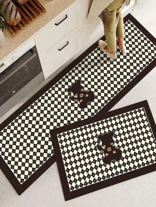 Rubber Kitchen Mats for Floor Set of 2 Pcs | Non-Skid, Soft Absorbent Rugs for Kitchen, Laundry, and Hallway | 118x38cm, 38x58cm| 4mm Thickness (Teddy_Brown)