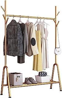 Gold Clothing Rack with Shelves & Hangers