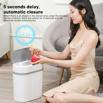 Smart Automatic Sensor Dustbin Oval shape Trash Bin White 12 Litre